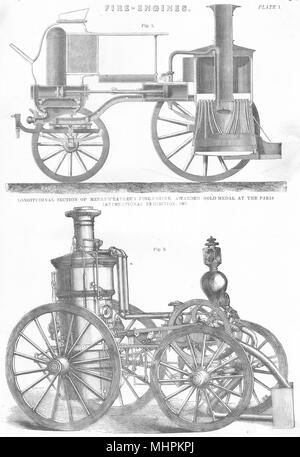 FIRE-MOTEURS.le feu de Merryweather-moteur,1867;vapeur américain des pompiers 1880 Banque D'Images