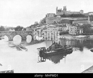 De l'Hérault. Béziers, vue prise du Pont- Neuf 1902 ancienne imprimer photo Banque D'Images