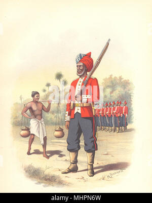 Uniformes de l'armée indienne britannique. La 1ère Madras (Chennai) Pionniers Regiment 1890 Banque D'Images
