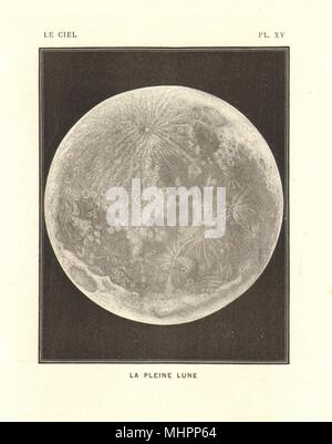 L'ASTRONOMIE. La pleine Lune 1877 ancienne vintage print photo