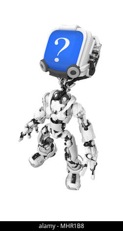 Petit robot 3d figure, sur fond blanc, isolé Banque D'Images