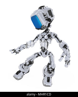 Petit robot 3d figure, sur fond blanc, isolé Banque D'Images