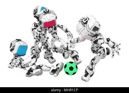 Petit robot 3d figure, sur fond blanc, isolé Banque D'Images