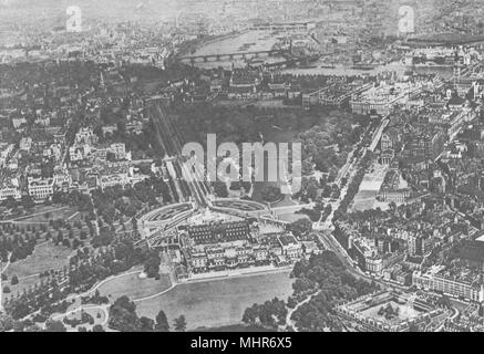 WESTMINSTER. Hyde Manor à partir d'un avion. Buckingham Palace St James's Park 1926 Banque D'Images