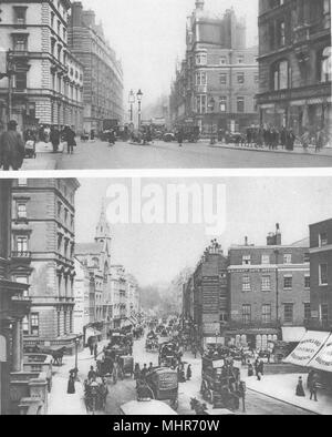 Londres. Knightsbridge anciens et nouveaux. Seuls survivants de maisons 1890 1926 Banque D'Images