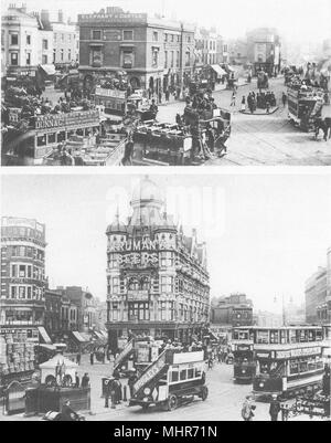 ELEPHANT AND CASTLE. Dans les siècles de l'Horse-Tram & Motor-bus 1926 imprimer Banque D'Images