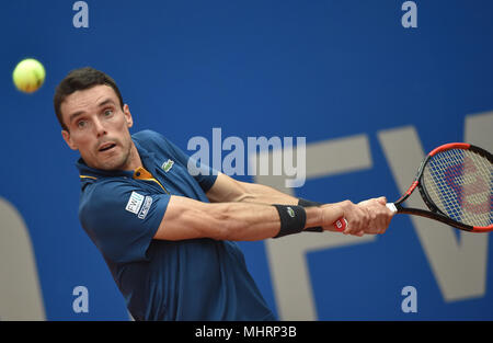 03 mai 2018, l'Allemagne, Munich, tennis, ATP-Tour, des célibataires, des hommes, Série de 16 : Roberto Bautista Agut joue contre Caspar Ruud de Norvège. Photo : Angelika Warmuth/dpa dpa : Crédit photo alliance/Alamy Live News Banque D'Images