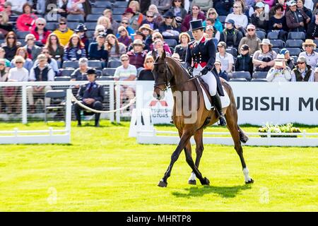 Badminton, UK. 3e mai 2018. Dressage de l'après-midi. Pippa Funnel. Billy Méfiez-vous. GBR Mitsubishi Badminton Horse Trials. Le Badminton. UK. {03}/{05}{}/ 2018. Credit : Sport en images/Alamy Live News Banque D'Images