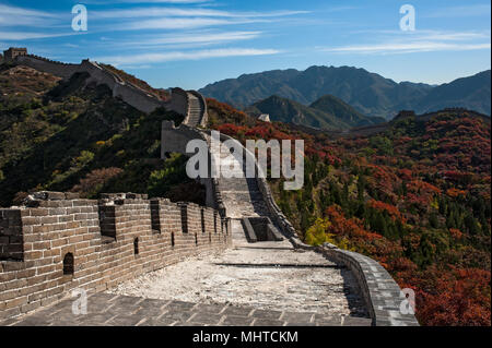 Grande Muraille sur mountain à Beijing Banque D'Images