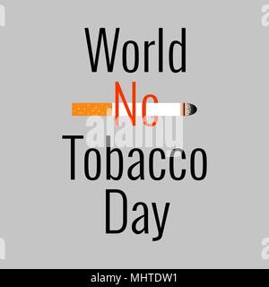 Journée mondiale sans tabac. Concept de l'événement. 31 mai. Cigarette et le nom de l'événement sur fond gris Illustration de Vecteur