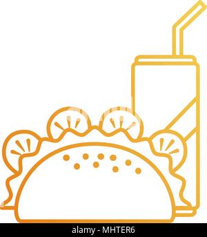 Taco avec soda nourriture mexicaine Illustration de Vecteur