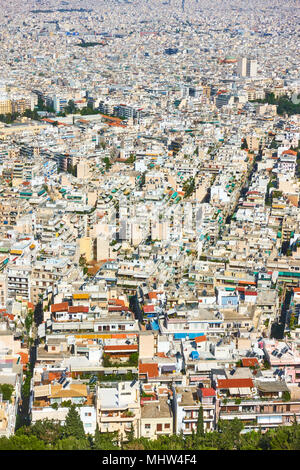 Vue de la ville d'Athènes résidentiel du Mont Lycabette, Grèce Banque D'Images