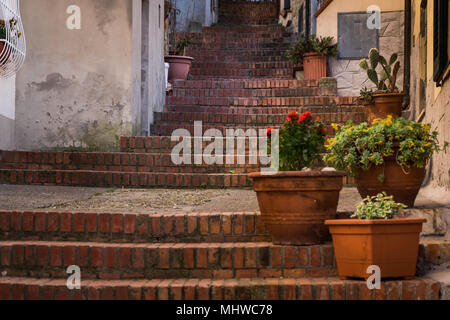 Rosignano Marittimo, Toscane - Situé dans la province de Livourne, à partir de la place avec l'église de San Ilario et le château construit en l'an 1100 Banque D'Images