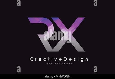 Lettre RX conception de logo en couleurs. texture violet Lettres modernes de création Logo Icône Vecteur Illustration. Illustration de Vecteur