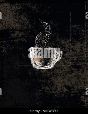 Illustration de Transparent tasse pleine de café et le café à la vapeur en texte Illustration de Vecteur