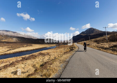 Randonnée à vélo à Sutherland, Highland Ecosse Banque D'Images