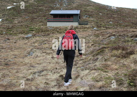 Bénéficiant d''une randonnée sur une montagne en Norvège. Banque D'Images