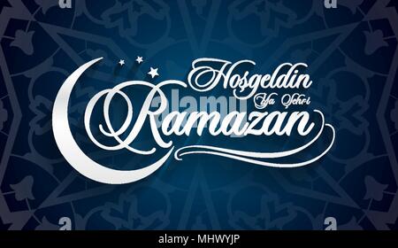 Hosgeldin ya sehri Ramazan. La traduction du turc : accueillir le Ramadan. Illustration de Vecteur