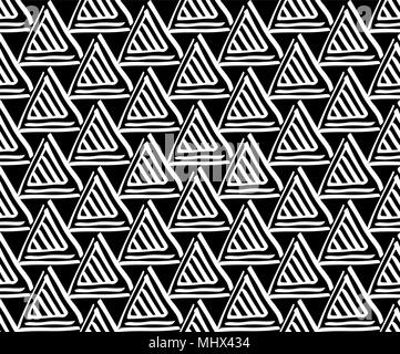 Modèle sans couture à la main avec motif en forme de triangle. Résumé fond peint répétitif. Wallpaper pattern. L'élément de conception Illustration de Vecteur