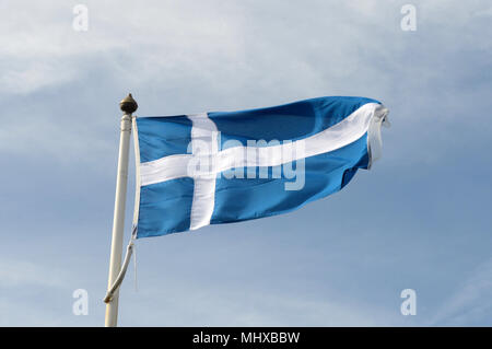 Drapeau Shetland dans le vent Banque D'Images