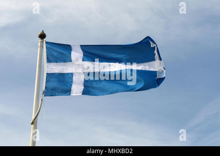 Drapeau Shetland dans le vent Banque D'Images