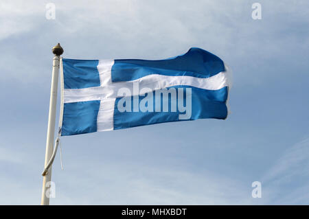 Drapeau Shetland dans le vent Banque D'Images