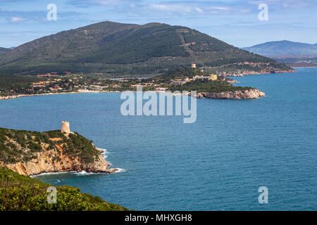 Vue depuis le cap 'Capo Caccia" sur la côte nord de la Sardaigne, Italie Banque D'Images