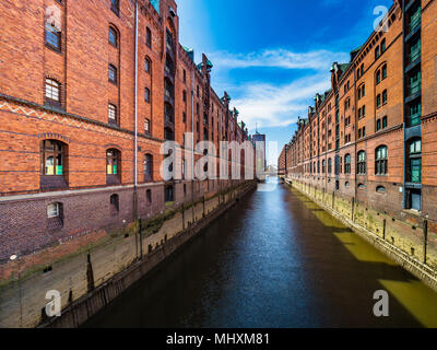 Ou de l'entrepôt Speicherstadt Hamburg City / Warehouse District - l'un des plus grands quartiers d'entrepôt dans le quartier du port Hafencity Banque D'Images