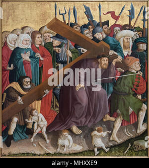 Hans Multscher, (ca. 1400-1467), ailes de l'Wangen im Allgäu retable, 1437. Détail, le Christ portant la croix. Die Flügel des Wurzacher autels. Banque D'Images