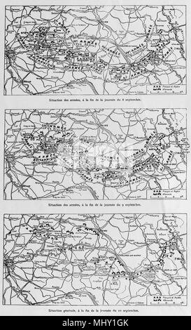 Circulation des armées au cours de la première bataille de la Marne, le 8 septembre, 9 et 10, 1914, France Banque D'Images