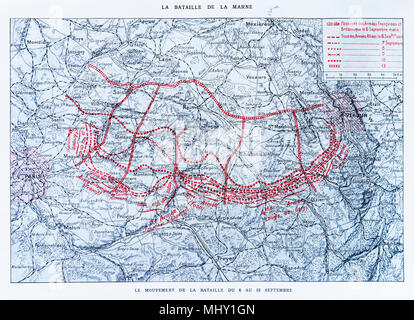 Circulation des armées au cours de la première bataille de la marne, du 6 septembre au 13, 1914, France Banque D'Images