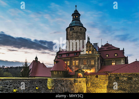 Le Zamek Czocha château Czocha (défensive) est un château construit sur une colline, Sucha (Czocha), Basse-silésie, Pologne, Europe Banque D'Images