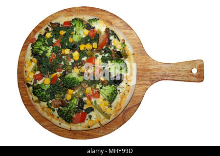 Pizza aux légumes Isolated On white Banque D'Images
