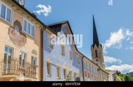 Les façades historiques à Garmisch-Partenkirchen Allemagne Bavière. Banque D'Images