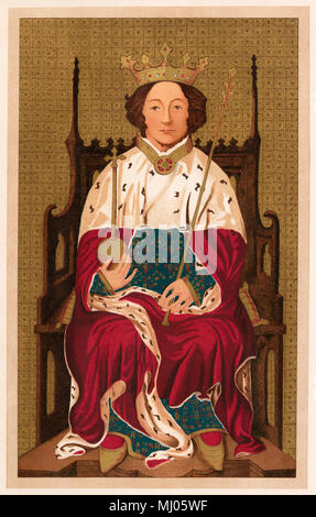 Richard II, roi d'Angleterre. Lithographie d'une peinture à l'abbaye de Westminster Banque D'Images