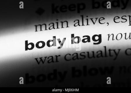 Body Bag mot dans un dictionnaire. body bag concept. Banque D'Images