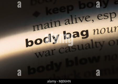 Body Bag mot dans un dictionnaire. body bag concept. Banque D'Images