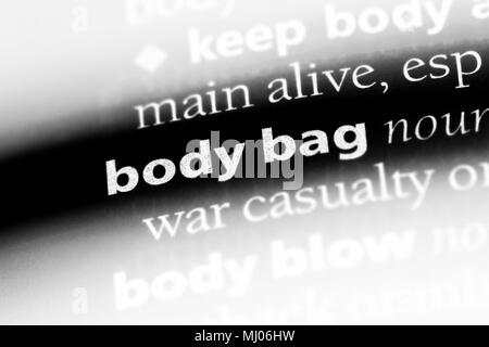 Body Bag mot dans un dictionnaire. body bag concept. Banque D'Images