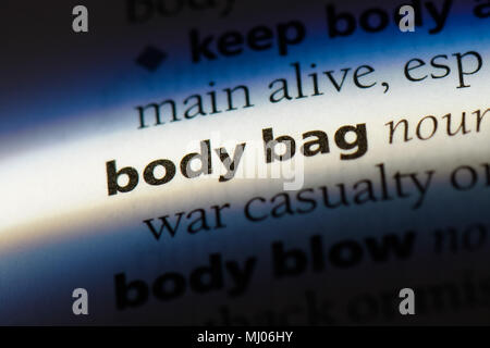 Body Bag mot dans un dictionnaire. body bag concept. Banque D'Images