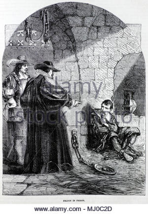 1595 - 1628 John Felton était lieutenant dans l'armée anglaise qui a poignardé George Villiers, 1 duc de Buckingham à mort dans le Greyhound Pub de Portsmouth le 23 août 1628, l'illustration de l'antique vers 1880 Banque D'Images