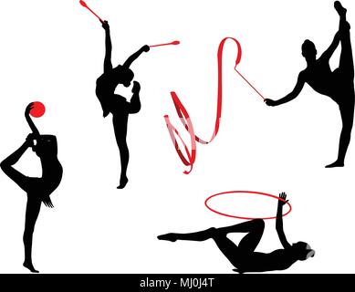 Gymnastique rythmique - vector silhouettes Illustration de Vecteur