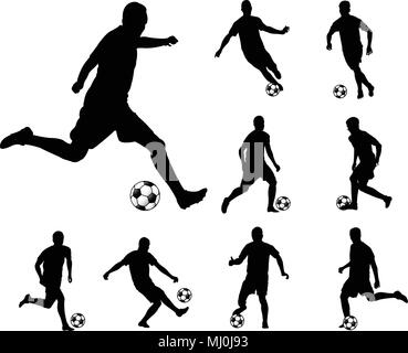 Les joueurs de soccer - vector silhouettes Illustration de Vecteur