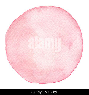 Aquarelle peinte à la main la texture ronde rose isolé sur le fond blanc. Pour votre conception. Banque D'Images