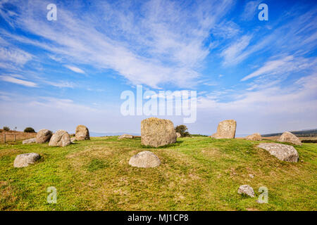 Fingal's Cauldron, un cercle de pierres de 4000 ans monument mégalithique sur Machrie Moor sur l'île d'Arran, North Ayrshire, Ecosse. Banque D'Images