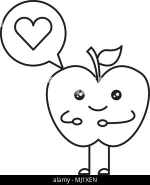 Fruits pommes couple avec bulle kawaii character vector illustration design Illustration de Vecteur