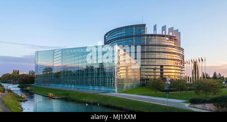 La construction de la "Louise Weiss' du Parlement européen à Strasbourg, Al Banque D'Images