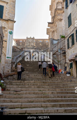 Le Jésuite étapes conduisant à l'église Saint Ignace dans la vieille ville, Dubrovnik, Croatie. Banque D'Images