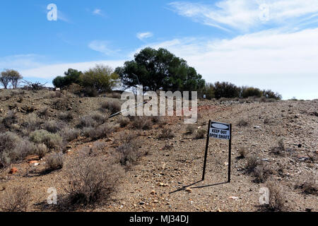 Garder hors de la mine ouverte, signe, l'ouest de l'Australie orientale Goldfields Banque D'Images