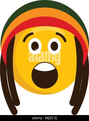 Surpris avec emoji hat reggae Illustration de Vecteur