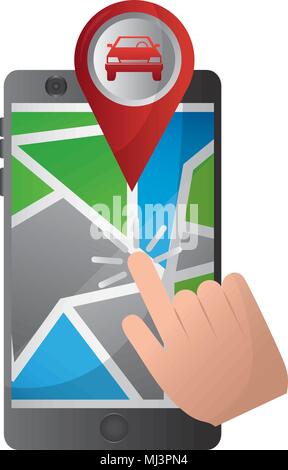 En cliquant sur la carte Emplacement voiture pointeur vector illustration Illustration de Vecteur